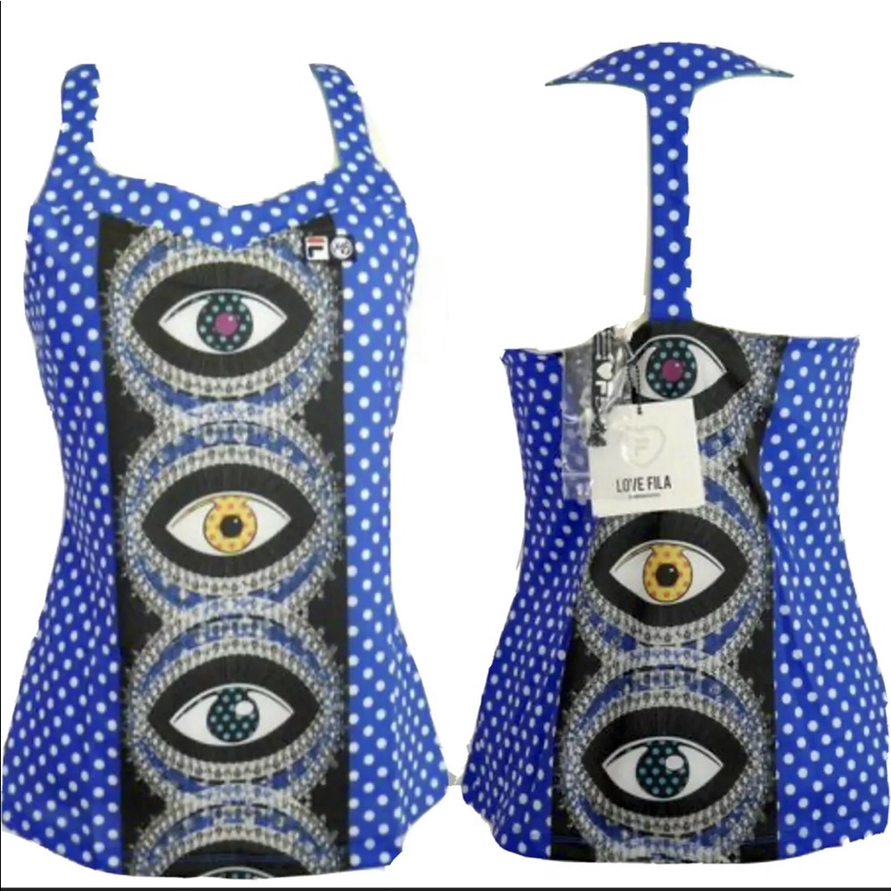 Fila Evil Eye Preppy Tank Top Atleisure Polka Dot Tennis PickleBall Size S M New - Picture 2 of 16